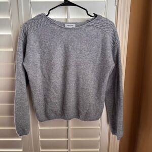 Nordstrom Gray Wool Cashmere Cable Knit Sweater Size S Quiet Luxury